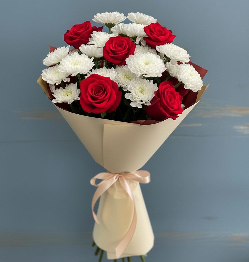 Букет цветов из: Розы и Хризантемы в Каратузском