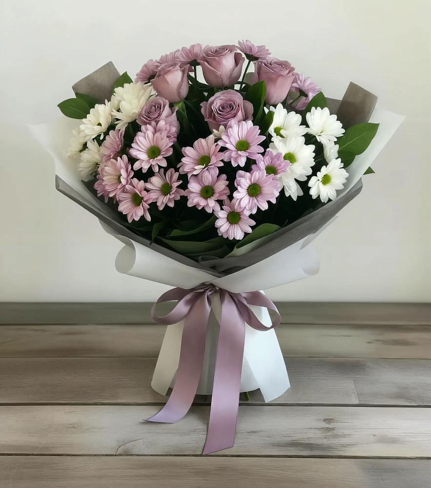 Букет цветов из: Хризантемы и Розы в Каратузском