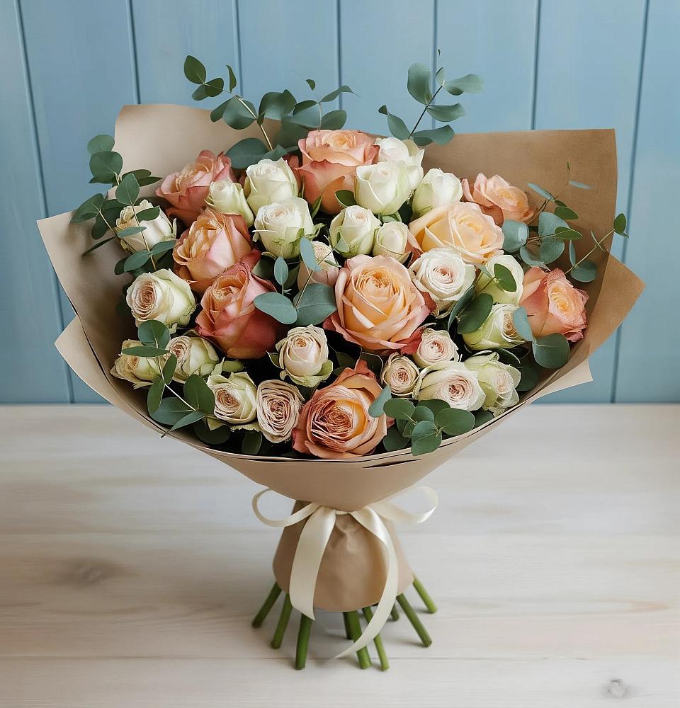 Букет цветов из: Альстромерии и Розы в Каратузском