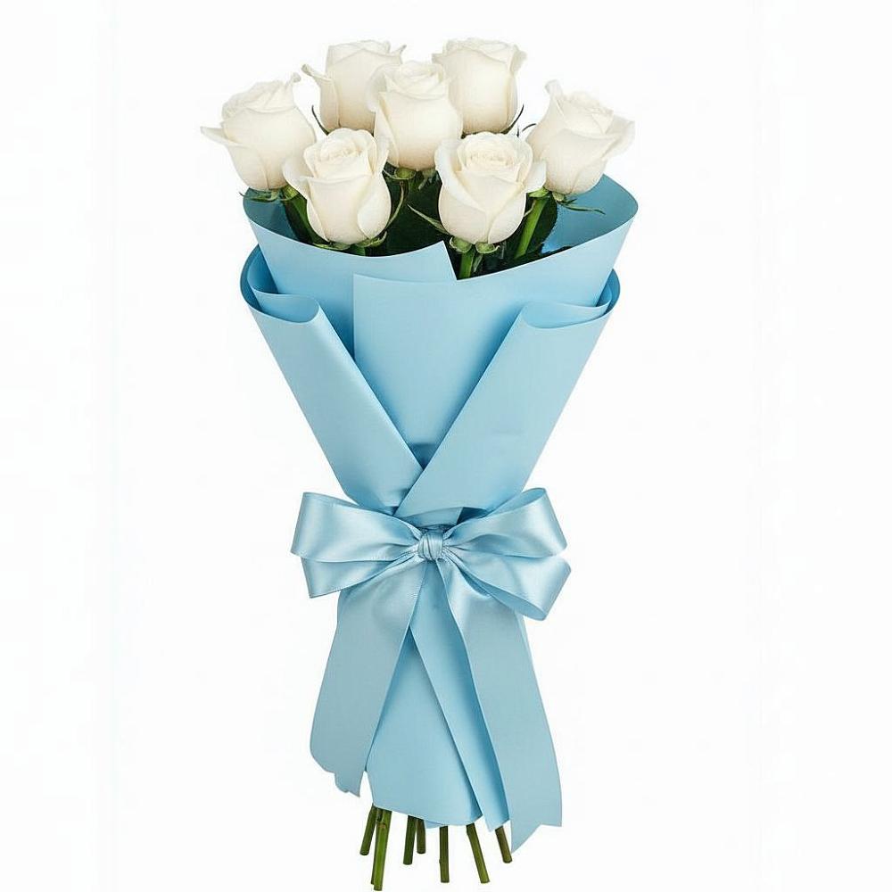 Букет 7 белых роз Проуд в Каратузском