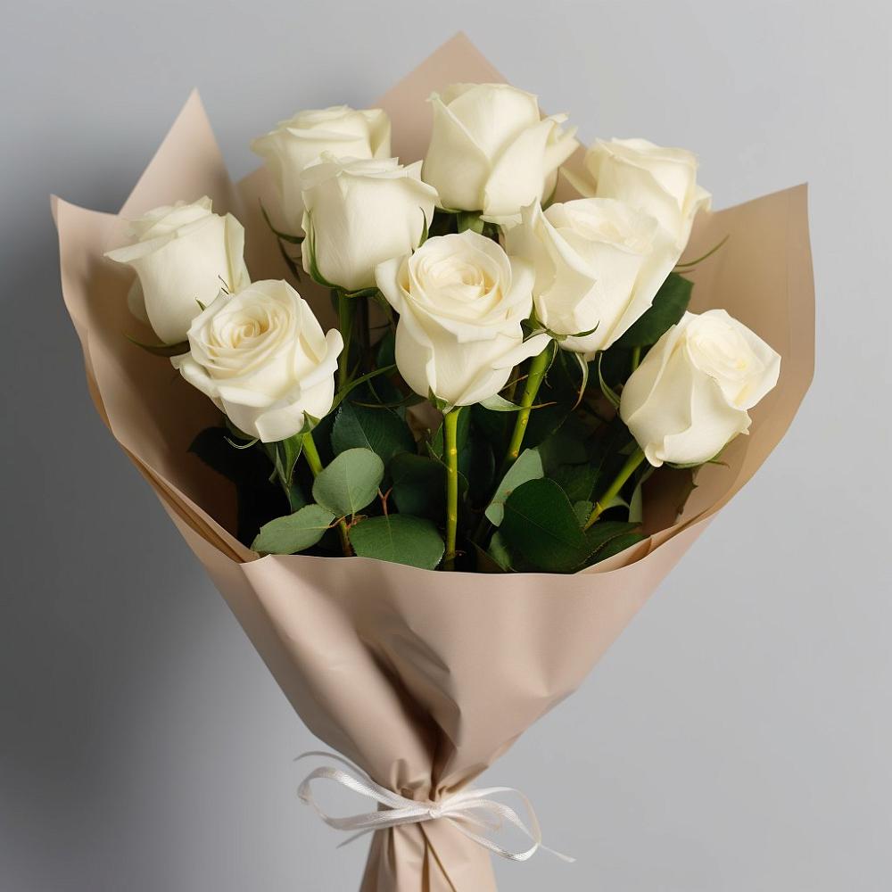 Букет 9 Белых роз Эдлесс Лав в Каратузском