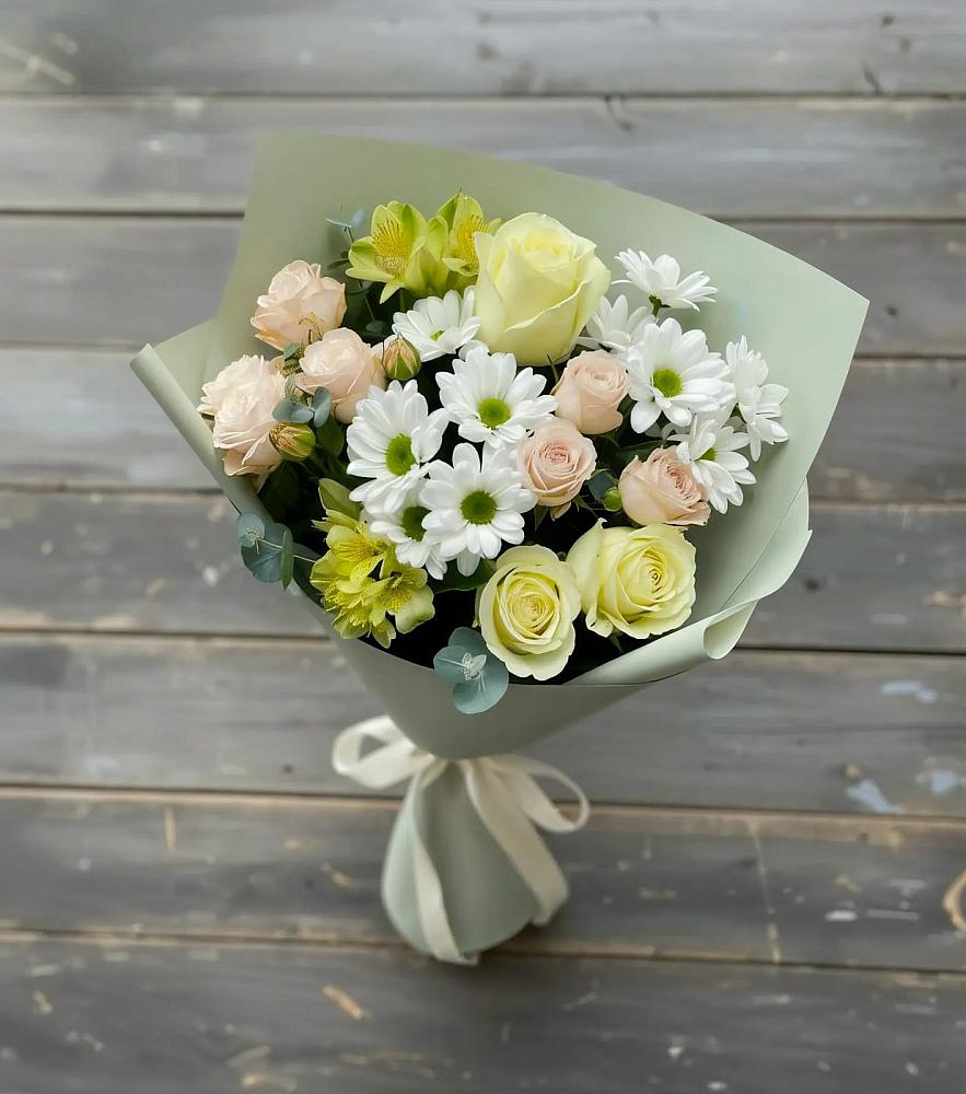 Букет цветов из: Альстромерии, Розы и Хризантемы в Каратузском