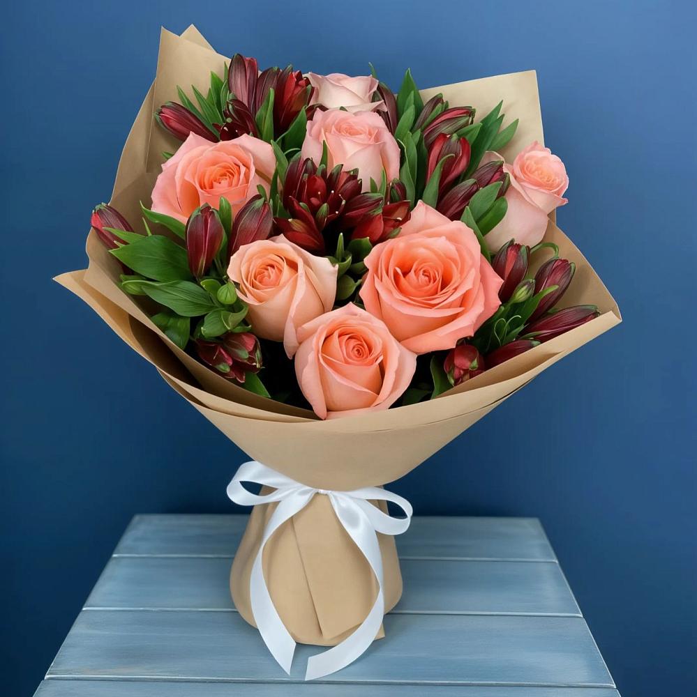 Букет цветов из: Розы и Альстромерии в Каратузском