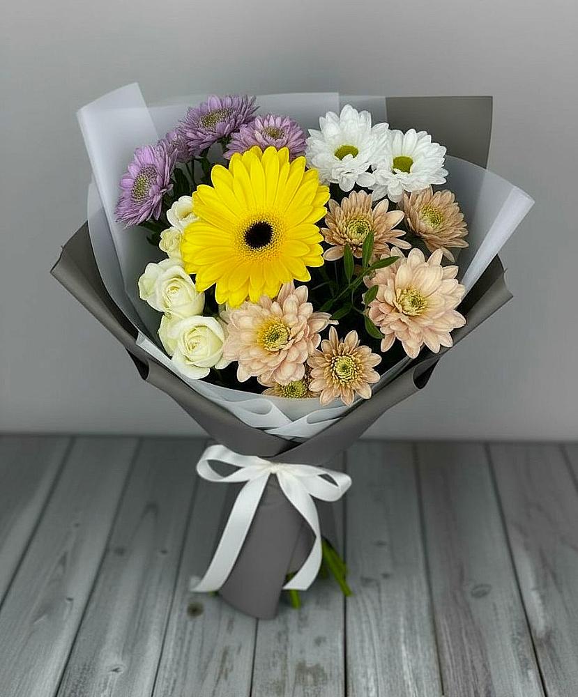 Букет цветов из: Розы, Герберы и Хризантемы в Каратузском