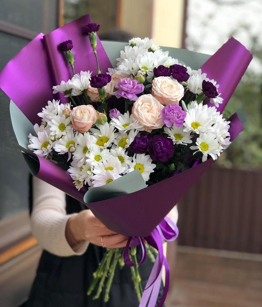 Букет цветов из: Хризантемы, Гвоздики и Розы в Каратузском