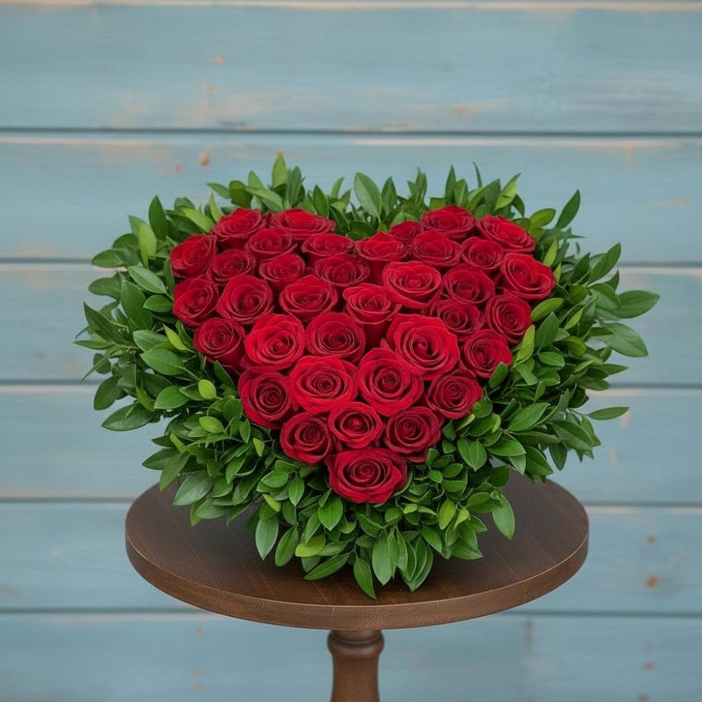 Цветочная композиция из Розы в виде сердца в Каратузском