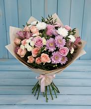 Букет цветов из:  Хризантемы, Розы и Альстромерии в Каратузском