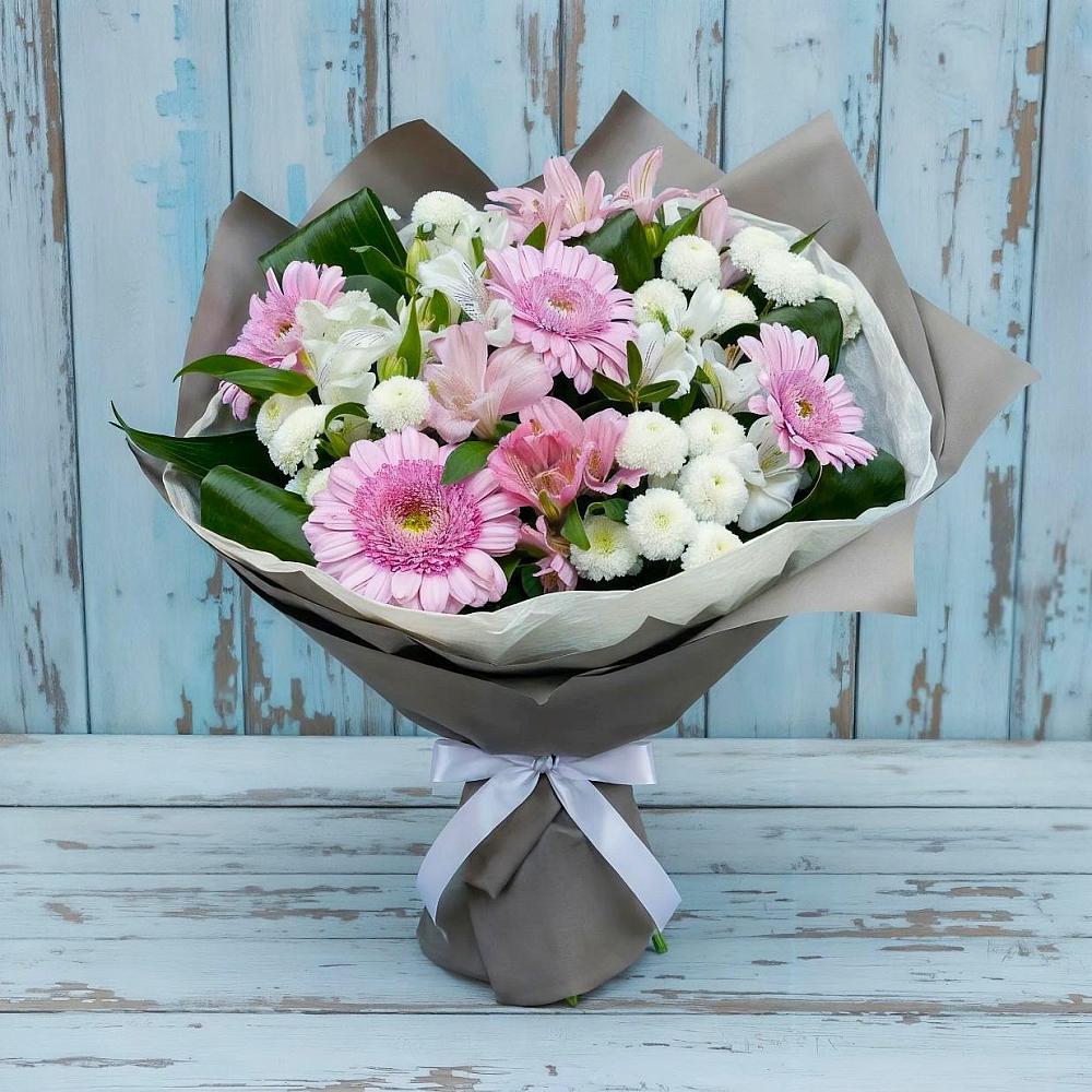 Букет цветов из: Герберы, Альстромерии и Хризантемы в Каратузском