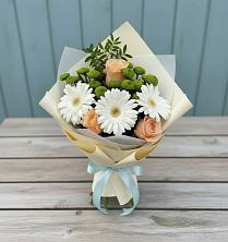 Букет цветов из:  Герберы, Розы и Хризантемы в Каратузском