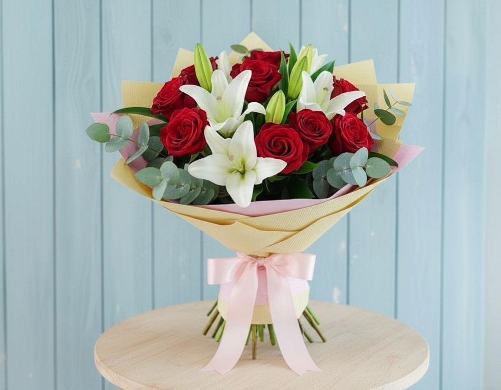 Букет цветов из: Лилии и Розы в Каратузском